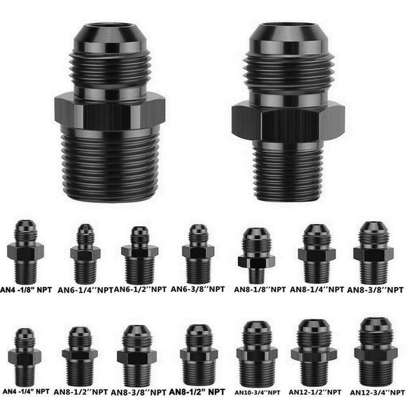 Universal Straight Oil Fuel Hose Adapter Pipe Thread Flare Fitting AN3 AN4 AN6 AN8 AN10 AN12 To 1/8NPT 1/4NPT 3/8NPT 1/2NPT 3/4NPT